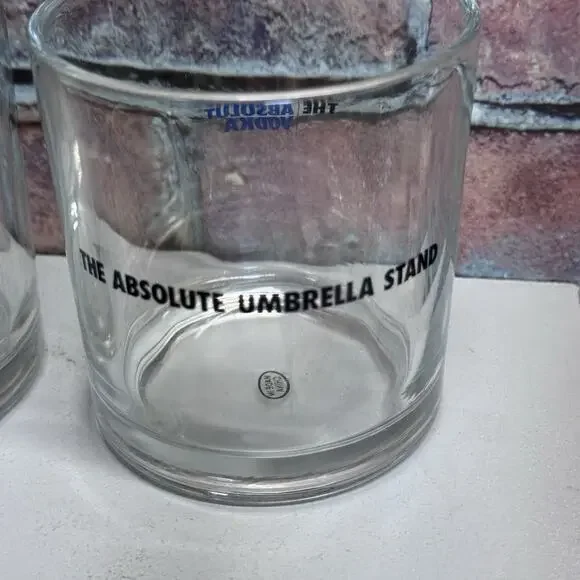 Absolut Vodka Rocks Glasses The Absolute Umbrella Stand Set of 4 Barware - Picture 3 of 6